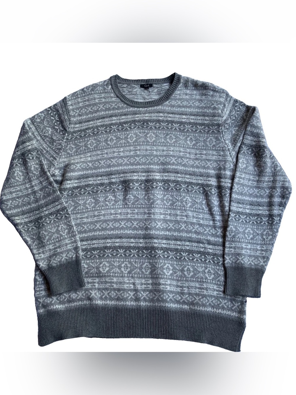 Rails Men's XXL Carlisle Fair Isle Wool Blend Sweater Gray Cream Cozy Soft New